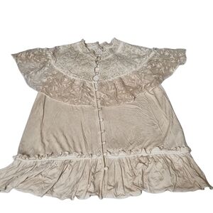 POL Cream Blouse with Lace Accents